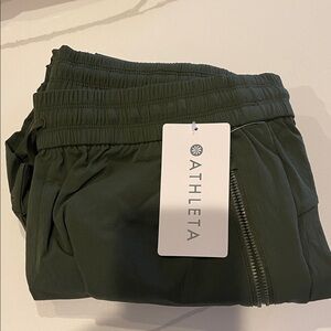 Athleta Dark Green Zippered Pants